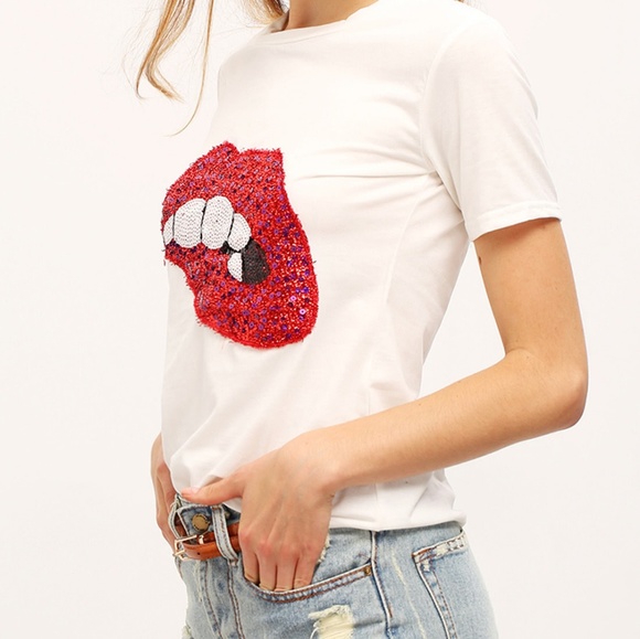 New RED LIPS PREMIUM White Stretch Tee FIRM THX - Picture 3 of 5